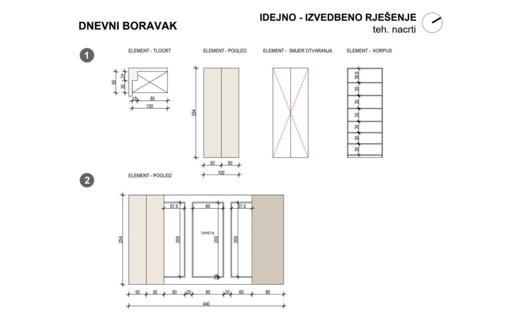 Tehnički nacrti dizajn interijera