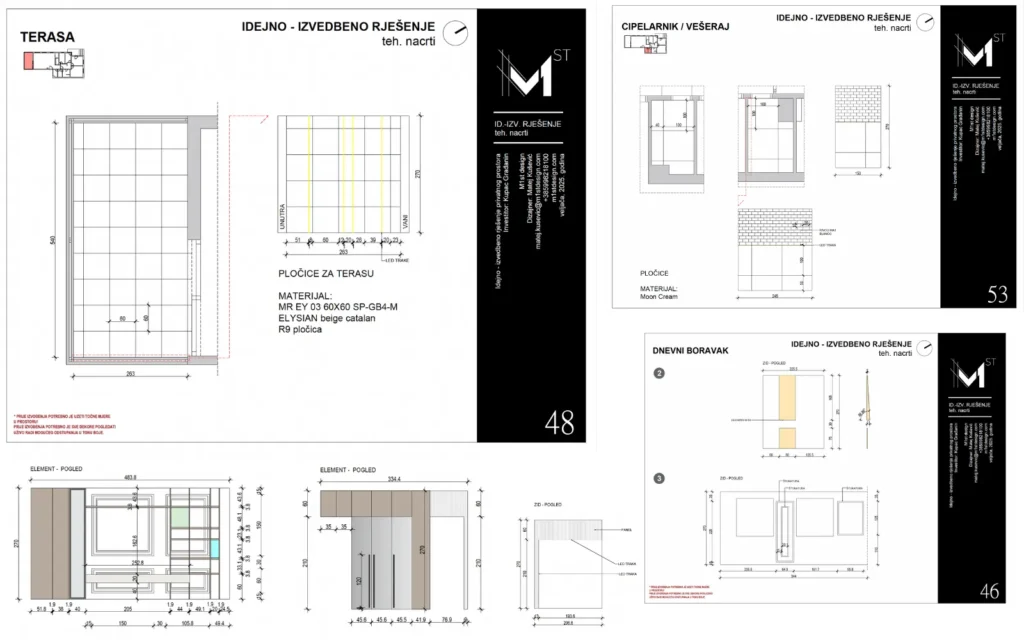 Tehnički nacrti namještaja po mjeri