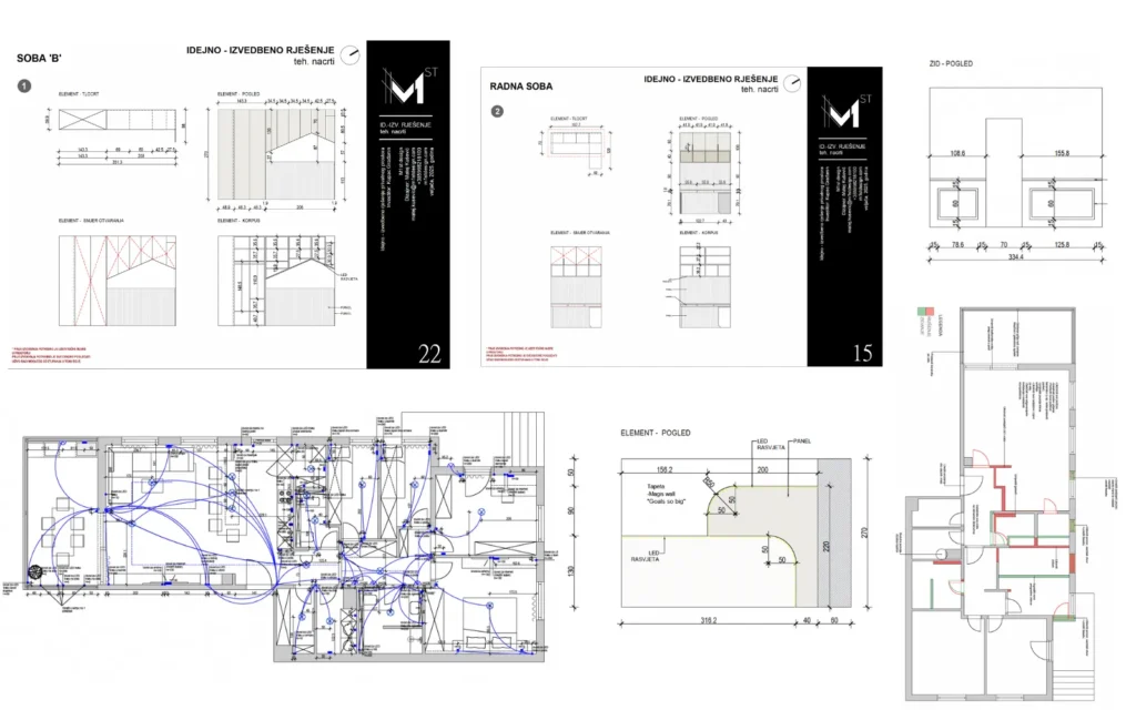 Tehnički nacrti projekt dizajna interijera