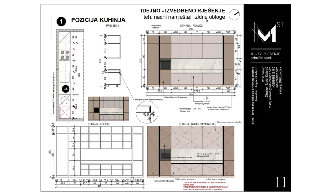 Tehnički nacrti namještaja po mjeri